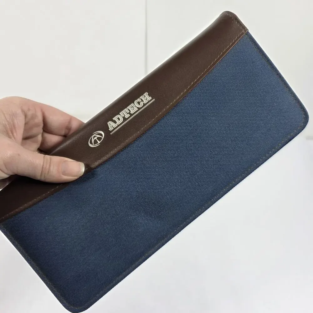 Vintage Business Card Holder Adtech Denim/faux leather Organizer multipage